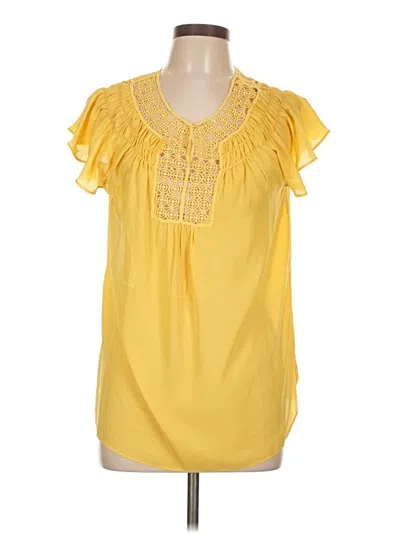 Pre-owned Max Studio Short Sleeve Blouse In Yellow