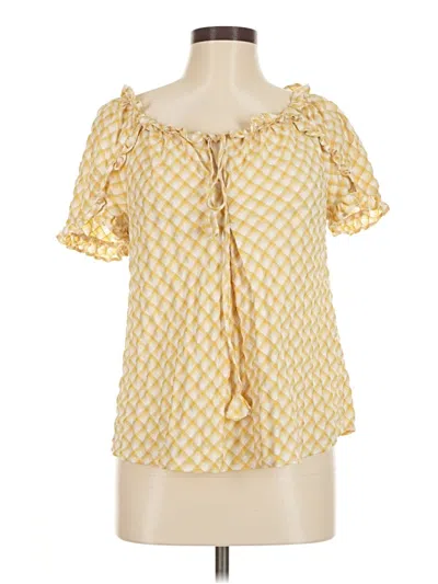 Pre-owned Max Studio Short Sleeve Blouse In Yellow