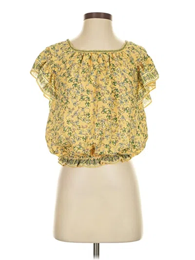 Pre-owned Max Studio Short Sleeve Blouse In Yellow