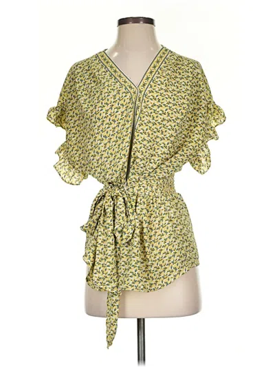 Pre-owned Max Studio Short Sleeve Blouse In Yellow