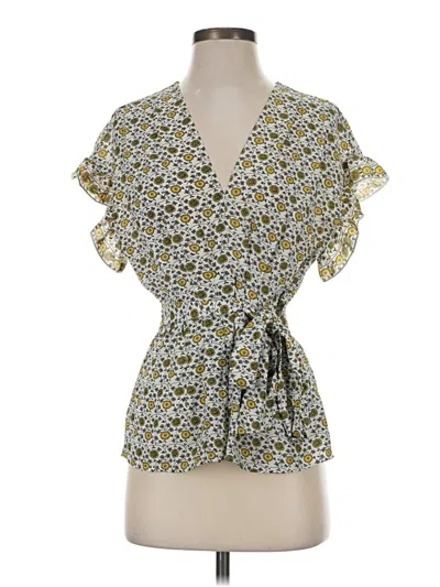 Pre-owned Max Studio Short Sleeve Blouse In Yellow