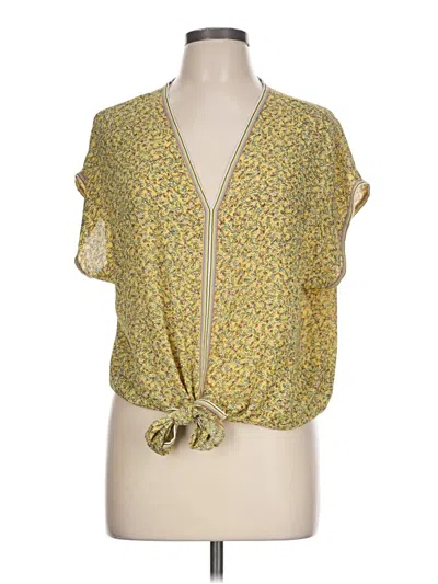 Pre-owned Max Studio Short Sleeve Blouse In Yellow