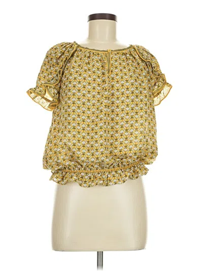Pre-owned Max Studio Short Sleeve Blouse In Yellow