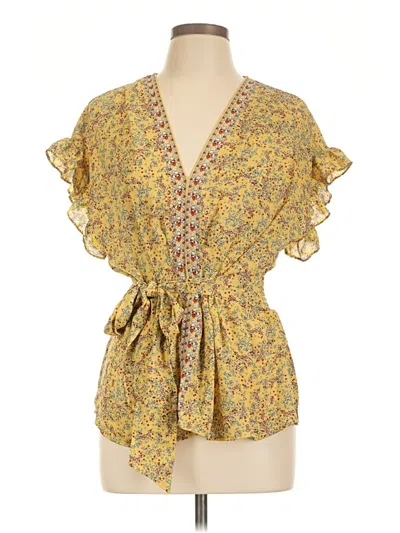 Pre-owned Max Studio Short Sleeve Blouse In Yellow