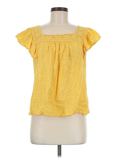 Pre-owned Max Studio Short Sleeve Blouse In Yellow