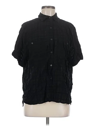 Pre-owned Max Studio Short Sleeve Button Down Shirt In Black