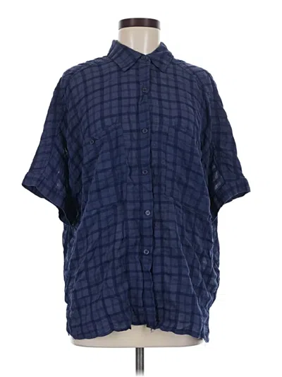 Pre-owned Max Studio Short Sleeve Button Down Shirt In Blue