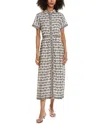 Max Studio Short Sleeve Button Front Midi Dress In Multi