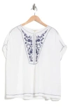 Max Studio Short Sleeve Embroidered Top
