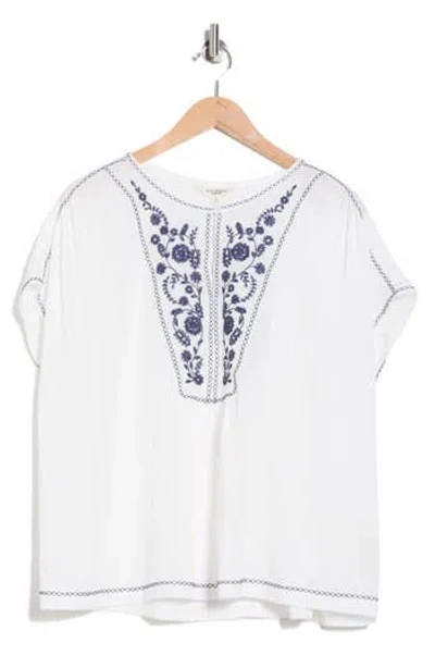 Max Studio Short Sleeve Embroidered Top