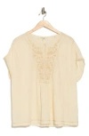 Max Studio Short Sleeve Embroidered Top