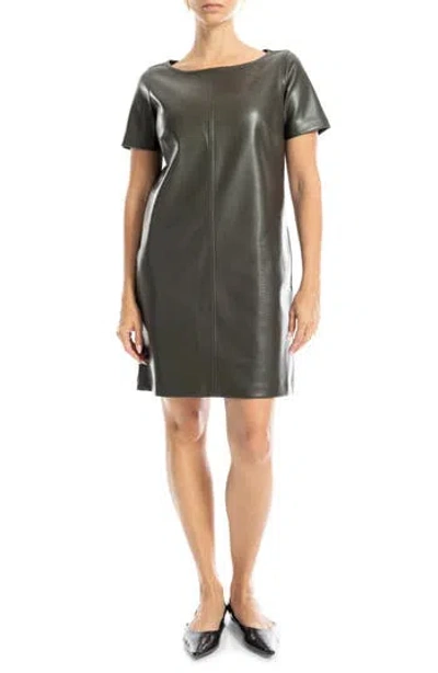 Max Studio Short Sleeve Faux Leather Dress In Gray