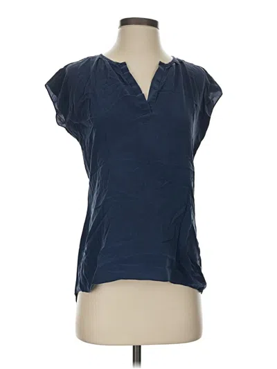 Pre-owned Max Studio Short Sleeve Henley Shirt In Blue