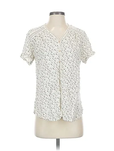 Pre-owned Max Studio Short Sleeve Henley Shirt In White