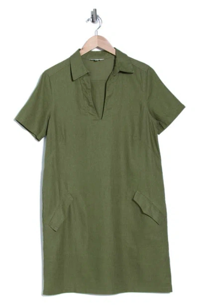 Max Studio Short Sleeve Linen Blend Shift Dress In Sage-sage