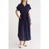 Max Studio Short Sleeve Maxi Shirtdress In Navy-navy