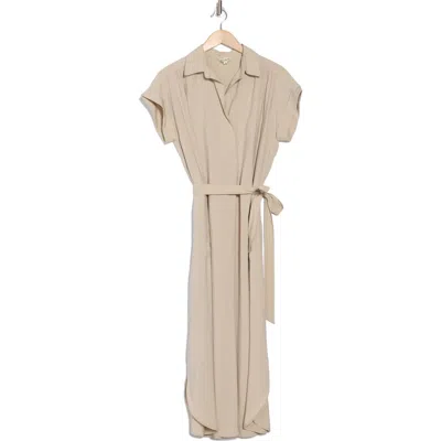 Max Studio Short Sleeve Maxi Shirtdress In Pumice-pumice