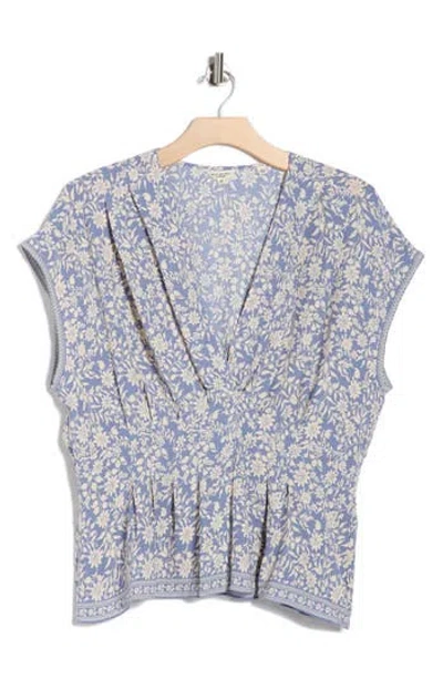 Max Studio Short Sleeve Peplum Top In Multi