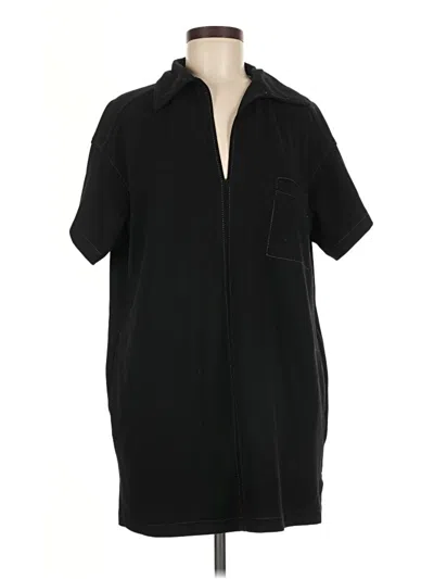 Pre-owned Max Studio Short Sleeve Polo Shirt In Black