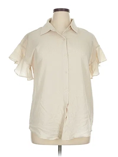 Pre-owned Max Studio Short Sleeve Polo Shirt In White