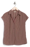 Max Studio Short Sleeve Popover Blouse In Brown