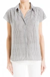 Max Studio Short Sleeve Popover Blouse In Cream Black Stripe Dash