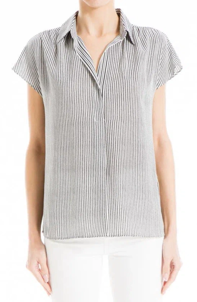 Max Studio Short Sleeve Popover Blouse In Gray