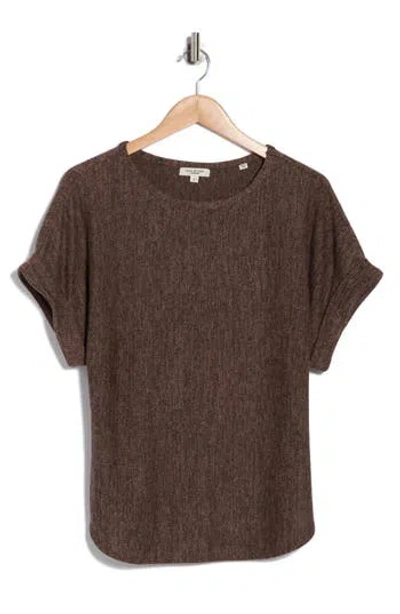 Max Studio Short Sleeve Ribbed T-shirt In Brown