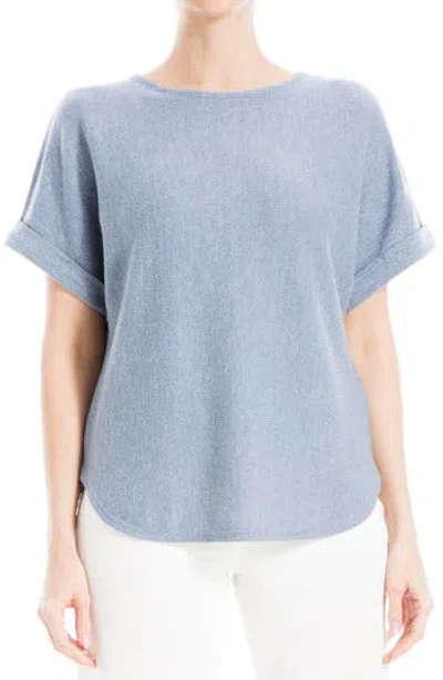 Max Studio Short Sleeve Ribbed T-shirt In Chambray