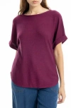 Max Studio Short Sleeve Ribbed T-shirt In Purple