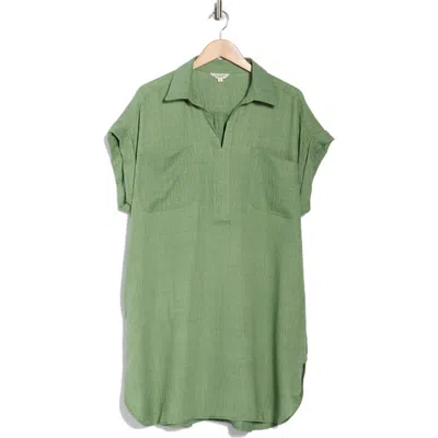 Max Studio Short Sleeve Shirtdress In Green