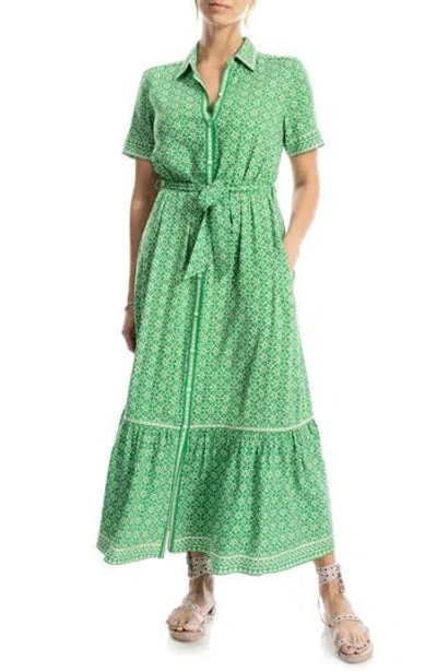 Max Studio Short Sleeve Shirtdress In Amazon/cream Ukiyo
