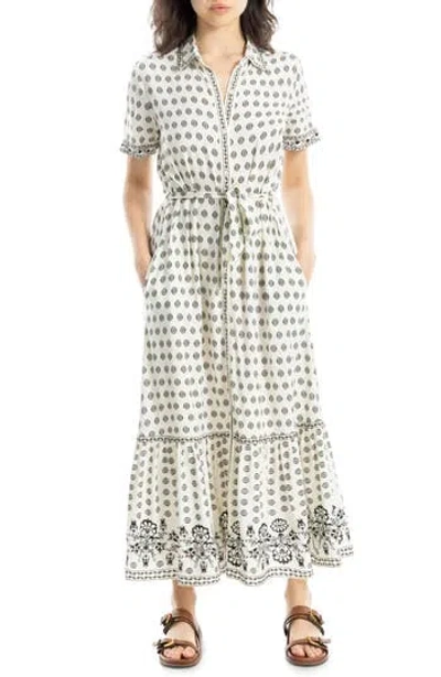 Max Studio Short Sleeve Shirtdress In White