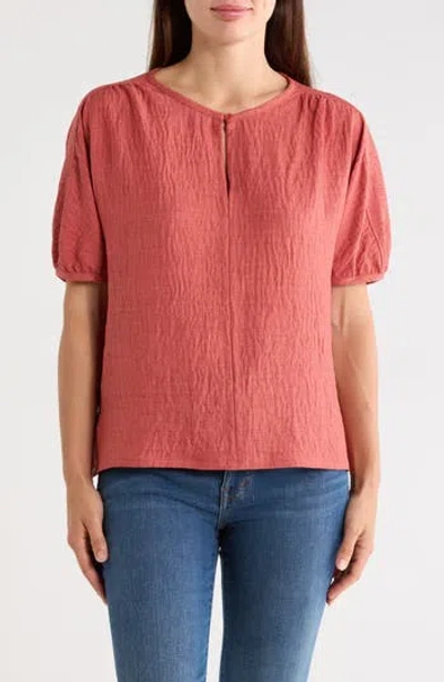 Max Studio Short Sleeve Split Neck Blouse