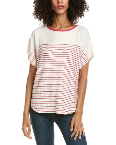 Max Studio Short Sleeve Stripe Top In Multi