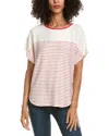 Max Studio Short Sleeve Stripe Top In Neutral