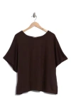 Max Studio Short Sleeve Sweater In Brown