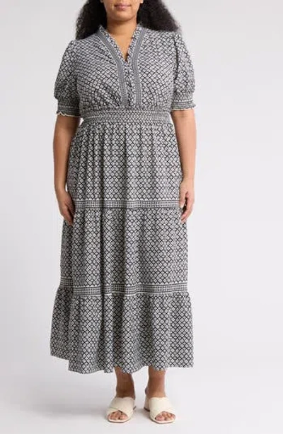 Max Studio Short Sleeve Tiered Maxi Dress