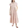Max Studio Short Sleeve Tiered Maxi Shirtdress In Heather Mauve