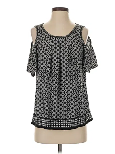 Pre-owned Max Studio Short Sleeve Top Black Cold Shoulder Neckline Tops