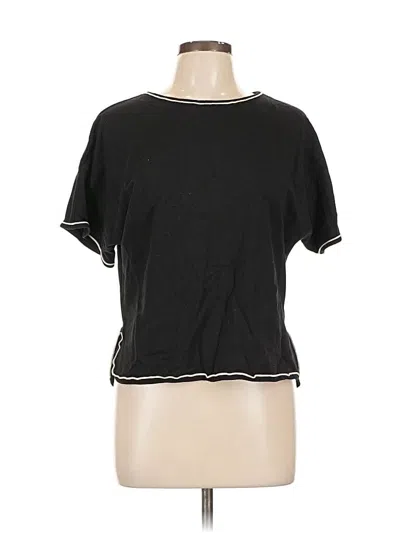 Pre-owned Max Studio Short Sleeve Top Black Crew Neck Tops