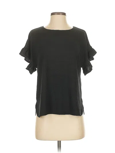 Pre-owned Max Studio Short Sleeve Top Black Ruffles Neckline Tops