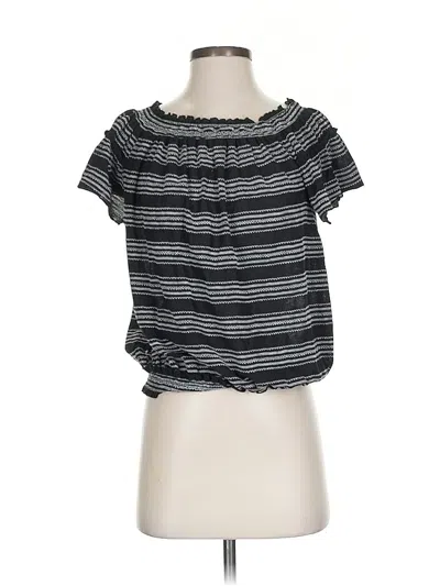 Pre-owned Max Studio Short Sleeve Top Black Ruffles Neckline Tops