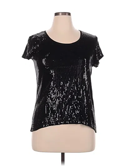 Pre-owned Max Studio Short Sleeve Top Black Scoop Neck Tops