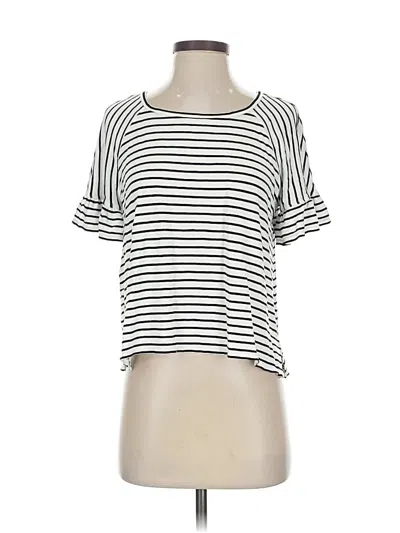 Pre-owned Max Studio Short Sleeve Top Black Stripes Pattern Scoop Neck Tops