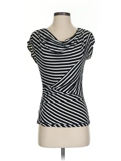 Pre-owned Max Studio Short Sleeve Top Black Stripes Pattern Scoop Neck Tops