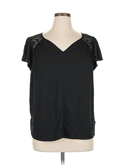 Pre-owned Max Studio Short Sleeve Top Black V Neck Tops