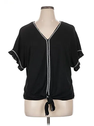 Pre-owned Max Studio Short Sleeve Top Black V-neck Tops