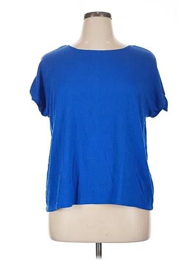 Pre-owned Max Studio Short Sleeve Top Blue Boatneck Tops
