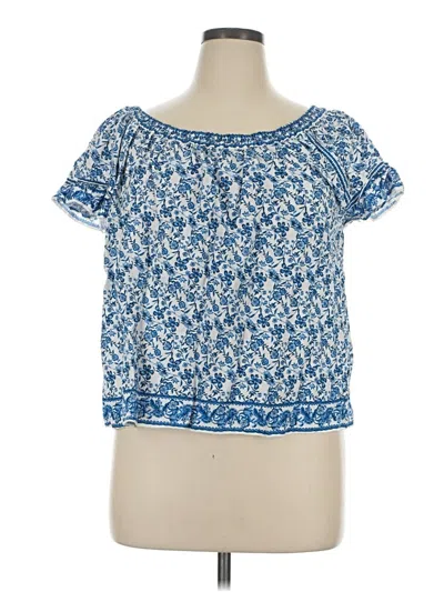 Pre-owned Max Studio Short Sleeve Top Blue Boatneck Tops